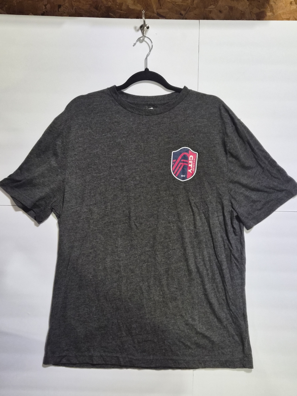 Fanatics Dark Gray Short Sleeve Tee with Red Shield Graphic